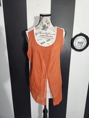 Festival Orange Layered Front Tunic Tank Top